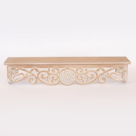 SHELF WOODEN NATURAL - WHITE 59.5x10x12cm