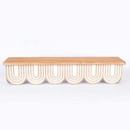 SHELF WOODEN NATURAL - WHITE 60x13x12cm