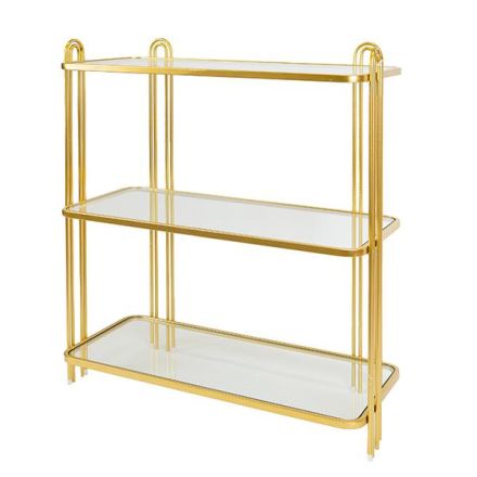GLASS SHELVING UNIT METAL GOLD 73x31.5x81.5cm