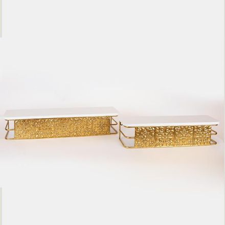 S/2 SHELVES, METAL,WHITE, GOLD 60x15.5x11.5cm:49x13x11.5cm