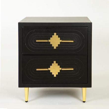 CABINET WOODEN BLACK  METAL LEGS, 50x40x56cm