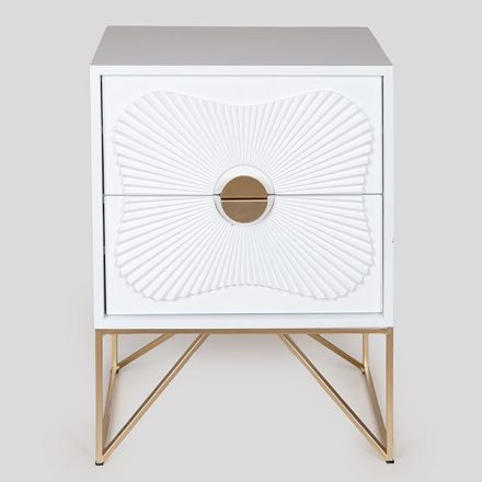 ΚΟΜΟΔΙΝΟ ΞΥΛΙΝΟ ΛΕΥΚΟ ΜΕ  ΠΟΔΙΑ ΜΕΤΑΛΛΙΚΑ 48x35x64cm