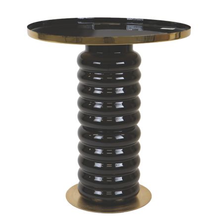 SIDE TABLE, METALIC, BLACK-GOLD, 46x46x50cm