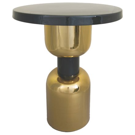 SIDE TABLE  METALIC DARK GREEN- GOLD, 51x51x60cm