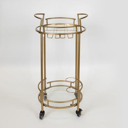 SIDE TABLE METAL GOLD WITH WHEELS 44x40.5x80cm