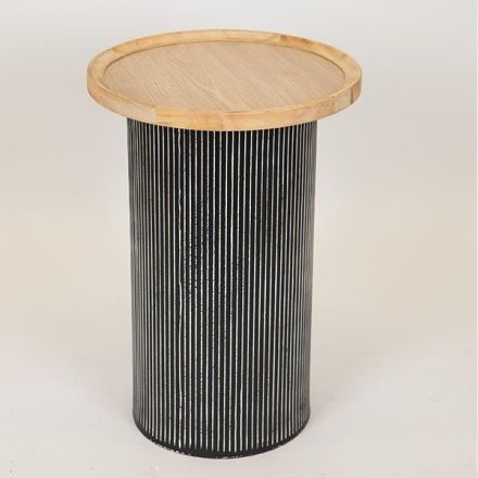 SIDE TABLE WOODEN NATURAL COLOR BLACK BASE 35x35x51cm