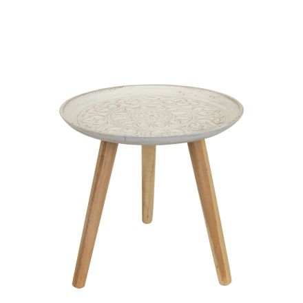 SIDE TABLE WOODEN  WHITE 34x34x33cm