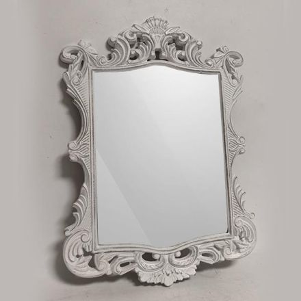MIRROR WOODEN WHITE 43x60x2cm