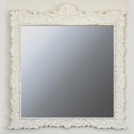 MIRROR WOODEN WHITE 52x2x56cm