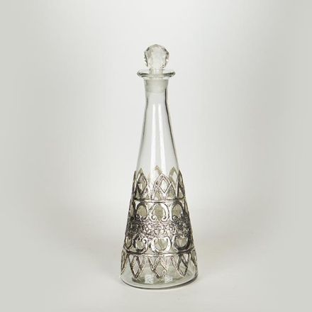 DECANTER WITH GLASS-METAL SILVER 12x35cm