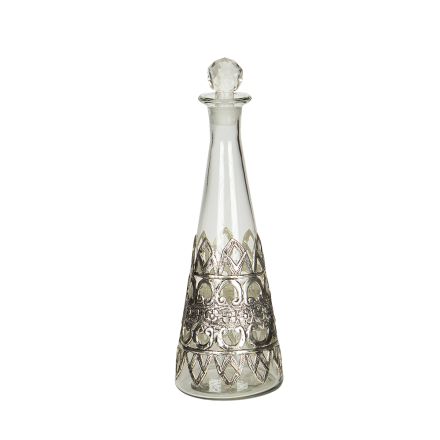 DECANTER WITH GLASS-METAL SILVER 12x35cm