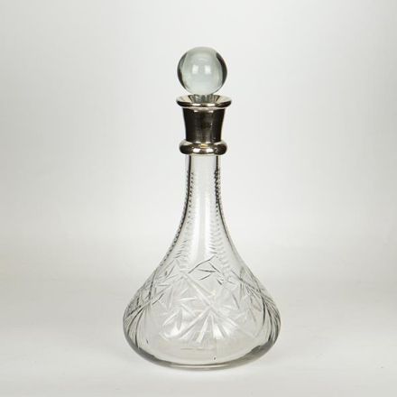 DECANTER GLASS-METAL SILVER 15.5x28cm
