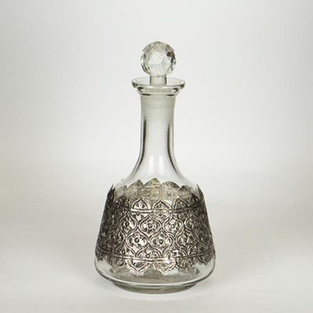 DECANTER GLASS-METAL SILVER, 13x24cm