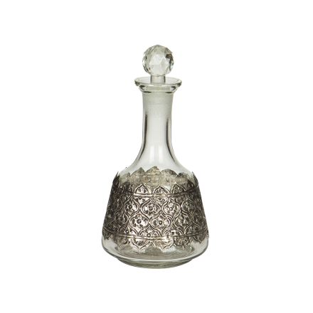 DECANTER GLASS-METAL SILVER, 13x24cm