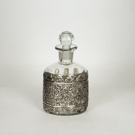 DECANTER GLASS-METAL SILVER 9x18cm