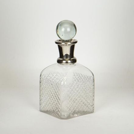 DECANTER GLASS-METAL SILVER 10x23cm