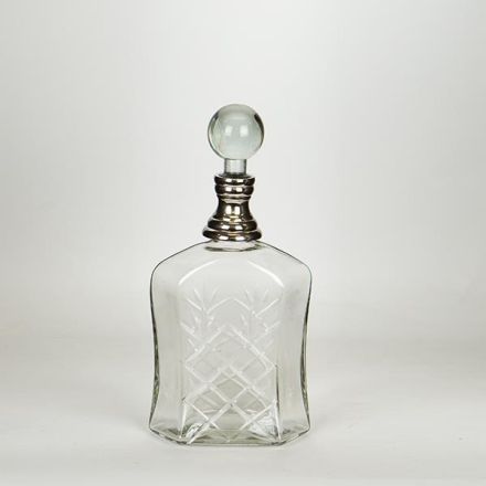 GLASS BOTTLE  WITH METAL NECK GLASS-METAL SILVER 13.5x8x29cm