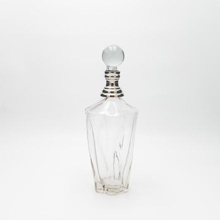 GLASS BOTTLE GLASS-METAL SILVER 10x33cm