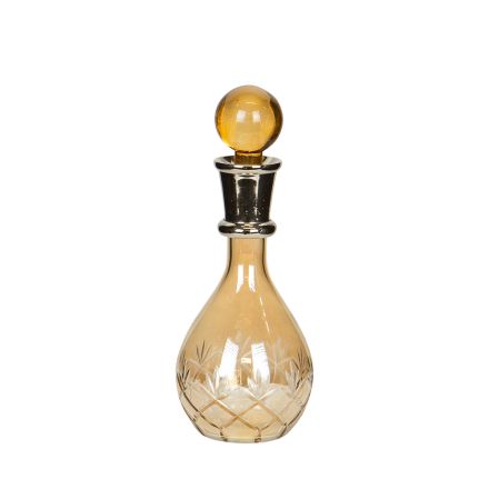 GLASS BOTTLE GLASS-METAL ΑΜΒΕR  11x22cm