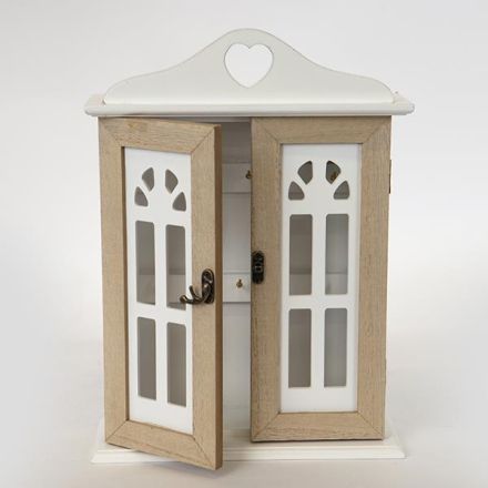 KEY BOX WOOD CARVING WHITE - BROWN 21.5x7x29.5cm