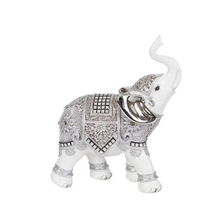 ELEPHANT WHITE SILVER 17x7x19cm