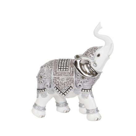 ELEPHANT WHITE SILVER 17x7x19cm