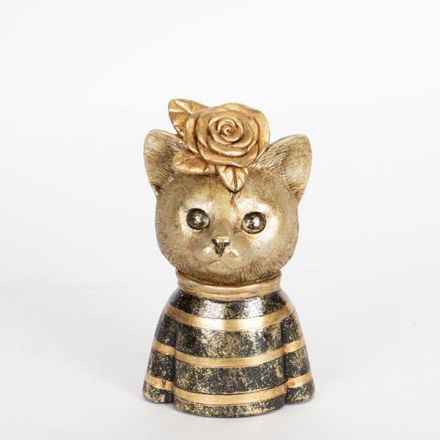 CAT BLACK & GOLD 10.5x9x18cm