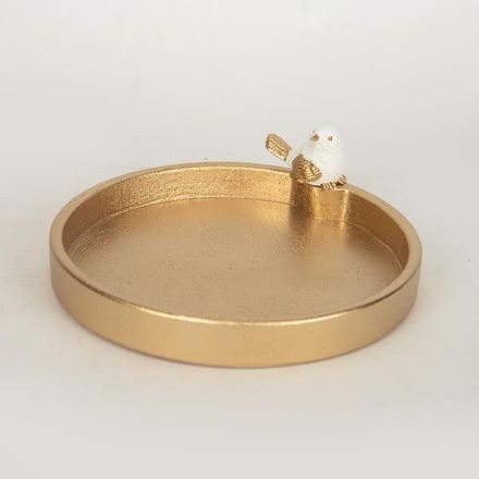 ΠΙΑΤΕΛΑ ΞΥΛΙΝΗ ΛΕΥΚΗ - ΧΡΥΣΗ  22.4x21.3x6.7cm