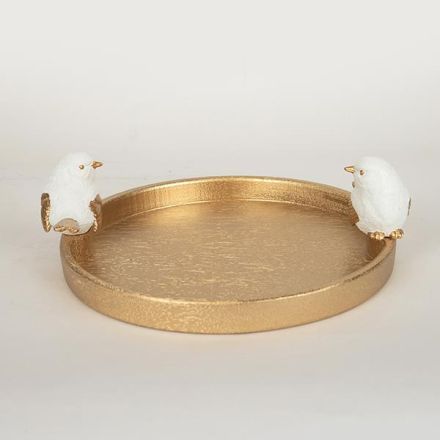 ΠΙΑΤΕΛΑ ΞΥΛΙΝΗ ΛΕΥΚΗ - ΧΡΥΣΗ  30.9x28x9.5cm