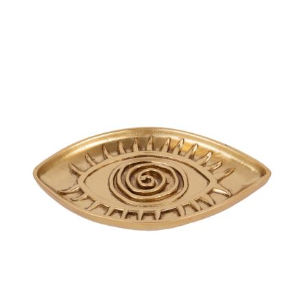 PLATE EYE POLYRESIN GOLD 16x9.8x1.3cm
