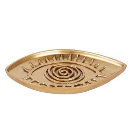 PLATE EYE POLYRESIN GOLD 20.9x12x1.7cm