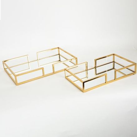 S/2 ΔΙΣΚΟΣ ΜΕΤΑΛΛΙΚΟΣ ΜΕ ΚΑΘΡΕΦΤΗ ΧΡΥΣΟΣ 40x25x6cm / 35.5x19.5x6cm