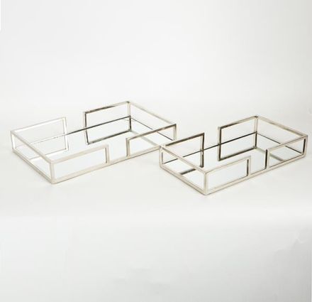 S/2 ΔΙΣΚΟΣ ΜΕΤΑΛΛΙΚΟΣ ΜΕ ΚΑΘΡΕΦΤΗ ΑΣΗΜΙ 40x25x6cm / 35.5x19.5x6cm