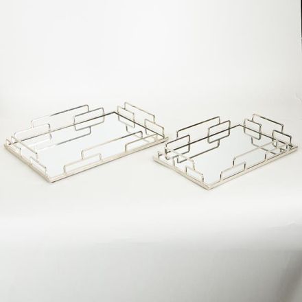 S/2 ΔΙΣΚΟΣ ΜΕΤΑΛΛΙΚΟΣ ΜΕ ΚΑΘΡΕΦΤΗ ΑΣΗΜΙ 35x25x5cm / 30.5x20.5x5cm