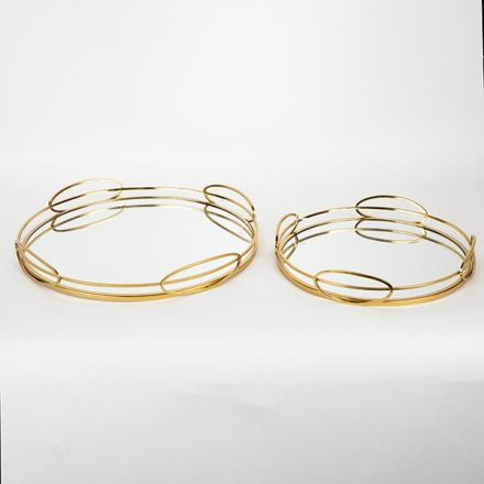 S/2 ΔΙΣΚΟΣ ΜΕΤΑΛΛΙΚΟΣ ΜΕ ΚΑΘΡΕΦΤΗ ΧΡΥΣΟΣ 39x5cm / 31x5x5cm