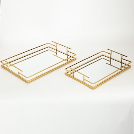 S/2 ΔΙΣΚΟΣ ΜΕΤΑΛΛΙΚΟΣ ΜΕ ΚΑΘΡΕΦΤΗ ΧΡΥΣΟΣ 35x25x5.5cm / 30.5x20x5.5cm