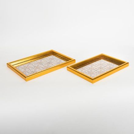 S/2 ΔΙΣΚΟΣ ΠΟΛΥΡΕΖΙΝ ΜΕ ΓΥΑΛΙ ΧΡΥΣΟΣ 40x30x2.8cm / 35x28x2.8cm