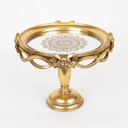 TRAY WITH MIRROR POLYRESIN GOLD 25.5x25.5x19.7cm