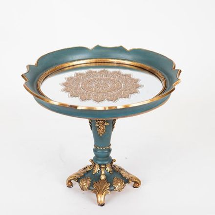 ΔΙΣΚΟΣ ΜΕ ΚΑΘΡΕΦΤΗ & ΠΟΔΙ ΠΟΛΥΡΕΖΙΝ ΧΡΥΣΟΣ - ΠΡΑΣΙΝΟΣ 24.7x19.8x24.7cm