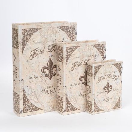 S/3 ΚΟΥΤΙΑ ΒΙΒΛΙΑ ΞΥΛΙΝΑ ΚΑΦΕ 32x23x7cm / 25x18x5.5cm / 18x13x4cm