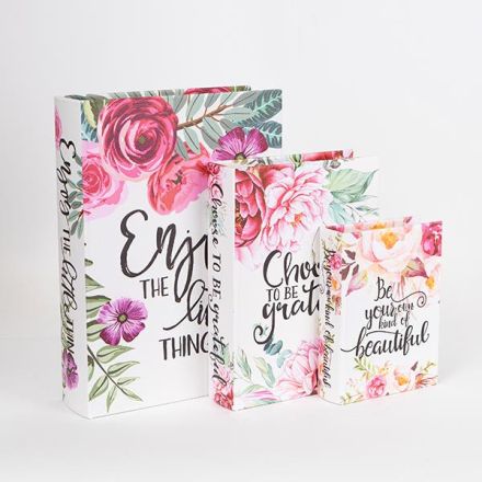 S/3 ΚΟΥΤΙΑ ΒΙΒΛΙΑ ΞΥΛΙΝΑ ΛΟΥΛΟΥΔΙΑ 32x23x7cm / 25x18x5.5cm / 18x13x4cm