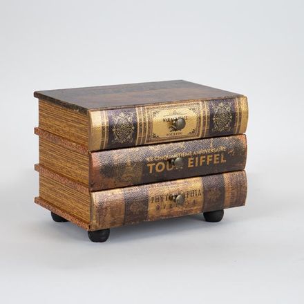 BOOK BOX WOODEN BROWN 20x14x15cm