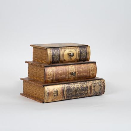 BOOK BOX WOODEN BROWN  DRAWERS 21x14x15cm