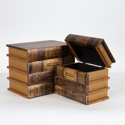 S/2 BOX WOODEN BROWN 20x13x16cm / 16x10x13cm