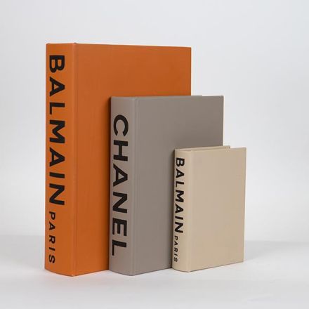 S/3 BOOK BOX ORANGE - BEIGE - GREY 30x21.5x6cm / 23x17x4.5cm / 16x11x3cm