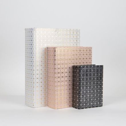 S/3 ΚΟΥΤΙΑ ΒΙΒΛΙΑ ΞΥΛΙΝΑ ΓΚΡΙ - ΡΟΖ - ΜΑΥΡA 30x22x7.5cm / 23x17x6cm / 16x11x4.5cm