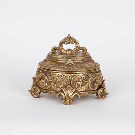 JEWEL BOX POLYRESIN ANTIQUE GOLD 15x12x11.5cm