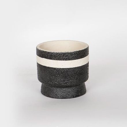POT CEMENT BLACK - WHITE 14x14x13cm