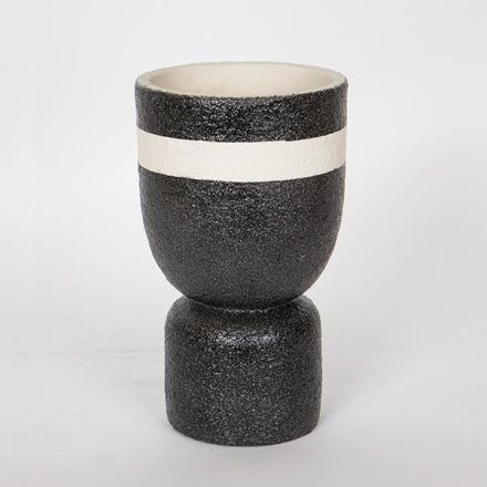 POT CEMENT BLACK - WHITE 14x14x24cm