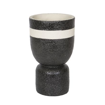POT CEMENT BLACK - WHITE 14x14x24cm